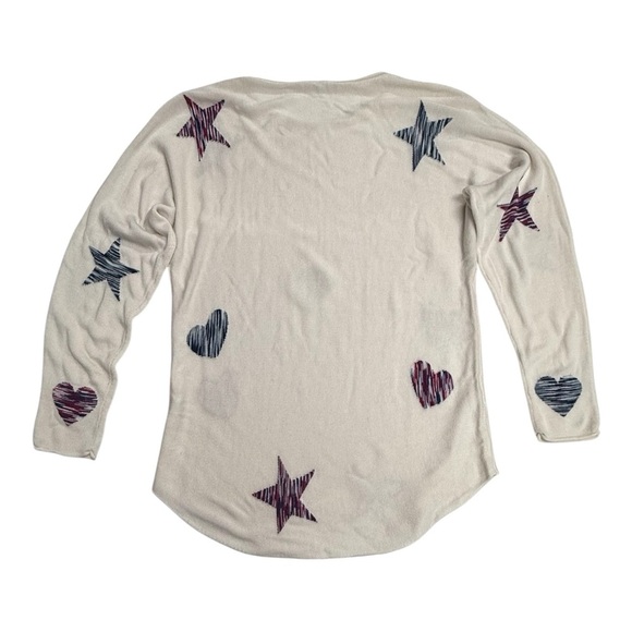 Britny Cashmere Blend Hearts and Starts Knit Sweater Shirt Size M - Picture 2 of 3